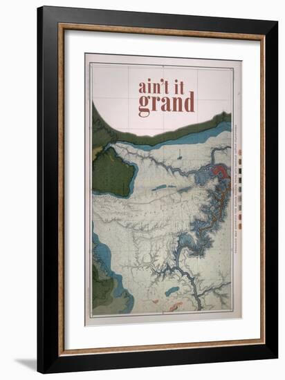 Ain't it Grand - 1882, Grand Canyon Map - The Kanab, Kaibab, Paria and Marble Canon Platforms-null-Framed Premium Giclee Print