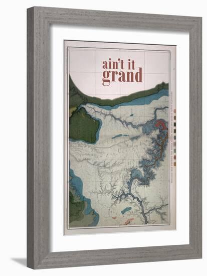 Ain't it Grand - 1882, Grand Canyon Map - The Kanab, Kaibab, Paria and Marble Canon Platforms-null-Framed Giclee Print