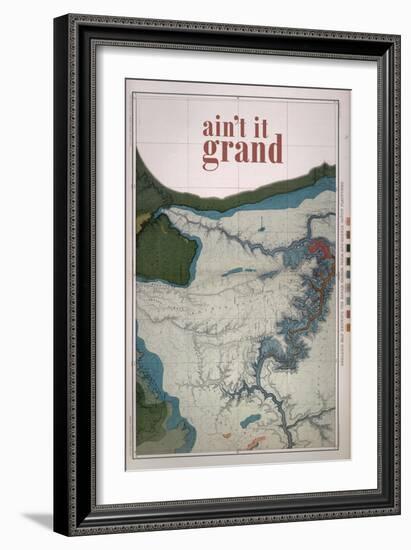 Ain't it Grand - 1882, Grand Canyon Map - The Kanab, Kaibab, Paria and Marble Canon Platforms-null-Framed Giclee Print