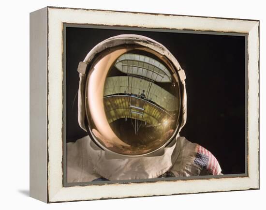 Air and Space: Apollo Helmet Visor reflecting the 1903 Wright Flyer-null-Framed Premier Image Canvas