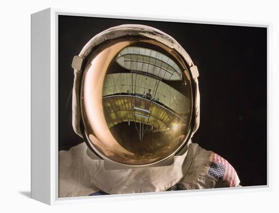 Air and Space: Apollo Helmet Visor reflecting the 1903 Wright Flyer-null-Framed Premier Image Canvas