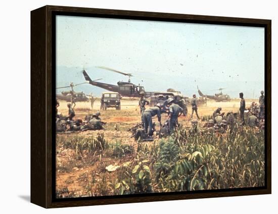 Air and Space: Bell HU-1As in Vietnam-null-Framed Premier Image Canvas