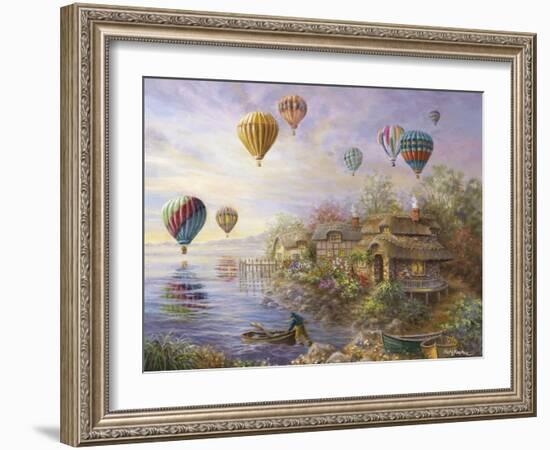 Air Balloons over Cottageville-Nicky Boehme-Framed Giclee Print