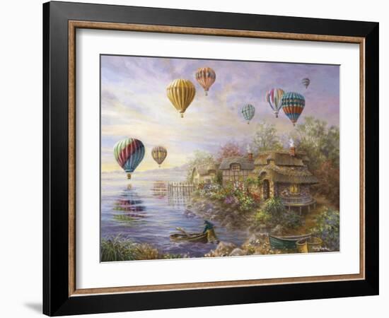 Air Balloons over Cottageville-Nicky Boehme-Framed Giclee Print