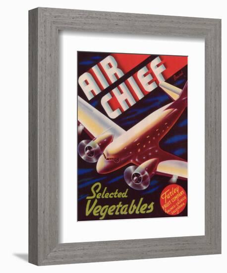 Air Chief Vegetable Label - Salinas, CA-Lantern Press-Framed Art Print