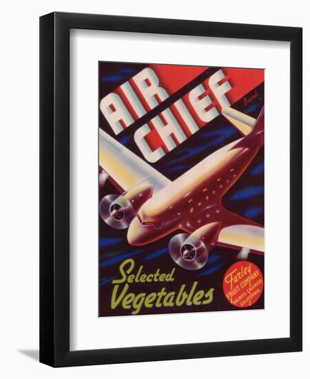 Air Chief Vegetable Label - Salinas, CA-Lantern Press-Framed Art Print