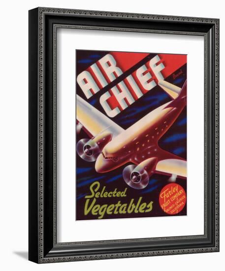 Air Chief Vegetable Label - Salinas, CA-Lantern Press-Framed Art Print