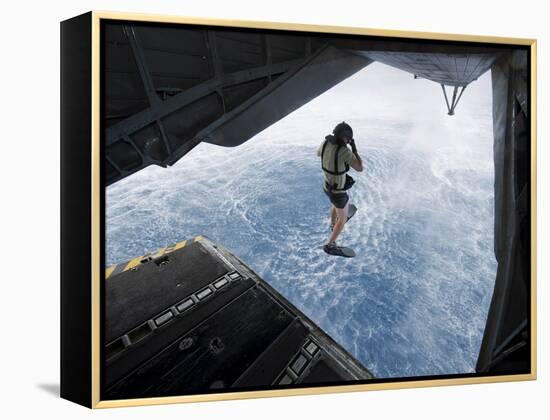 Air Force Pararescueman Jumps from a CH-53E Super Stallion Helicopter-Stocktrek Images-Framed Premier Image Canvas