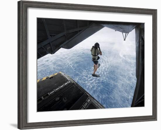 Air Force Pararescueman Jumps from a CH-53E Super Stallion Helicopter-Stocktrek Images-Framed Photographic Print