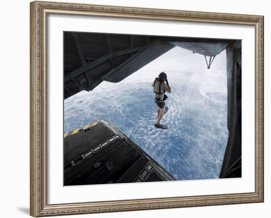 Air Force Pararescueman Jumps from a CH-53E Super Stallion Helicopter-Stocktrek Images-Framed Photographic Print