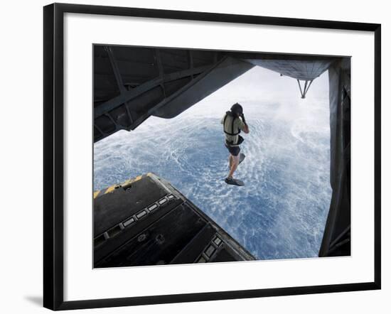 Air Force Pararescueman Jumps from a CH-53E Super Stallion Helicopter-Stocktrek Images-Framed Photographic Print