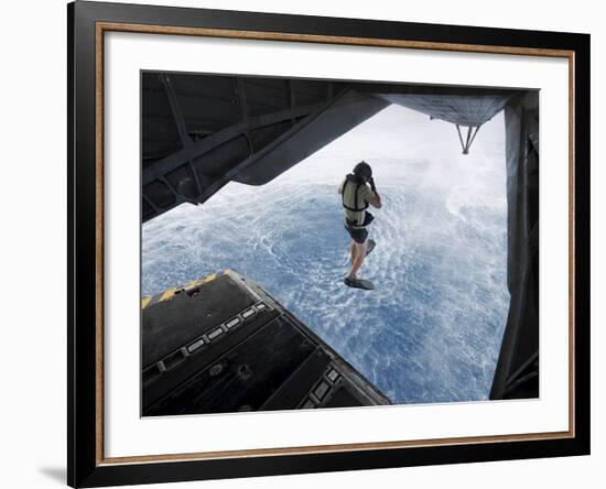 Air Force Pararescueman Jumps from a CH-53E Super Stallion Helicopter-Stocktrek Images-Framed Photographic Print