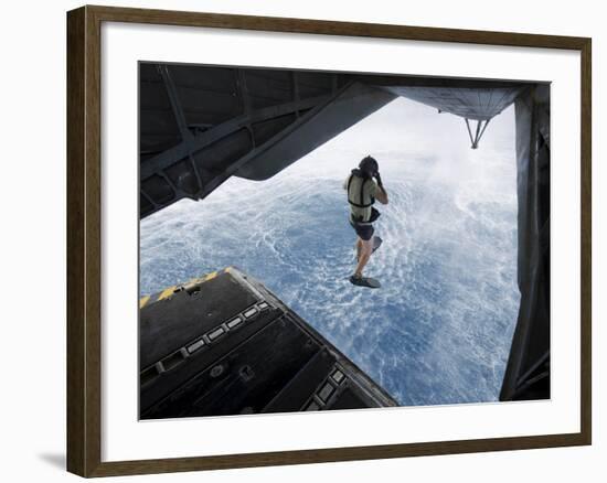 Air Force Pararescueman Jumps from a CH-53E Super Stallion Helicopter-Stocktrek Images-Framed Photographic Print