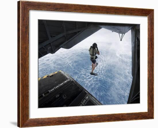 Air Force Pararescueman Jumps from a CH-53E Super Stallion Helicopter-Stocktrek Images-Framed Photographic Print