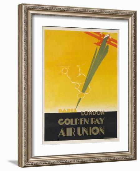 Air Union 1920s Travel Poster Paris London Golden Ray-null-Framed Giclee Print