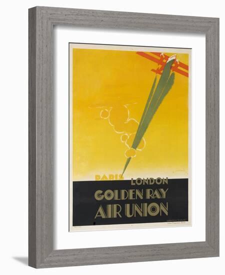 Air Union 1920s Travel Poster Paris London Golden Ray-null-Framed Giclee Print