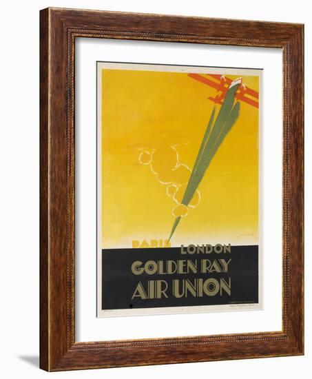 Air Union 1920s Travel Poster Paris London Golden Ray-null-Framed Giclee Print