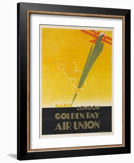 Air Union 1920s Travel Poster Paris London Golden Ray-null-Framed Giclee Print