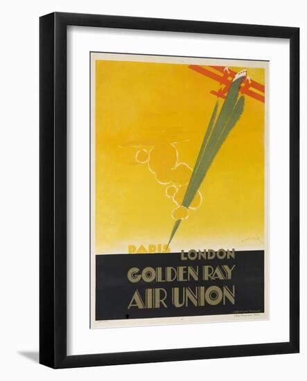 Air Union 1920s Travel Poster Paris London Golden Ray-null-Framed Giclee Print