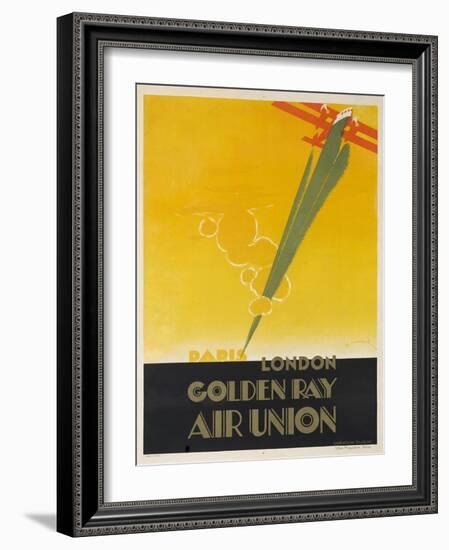 Air Union 1920s Travel Poster Paris London Golden Ray-null-Framed Giclee Print