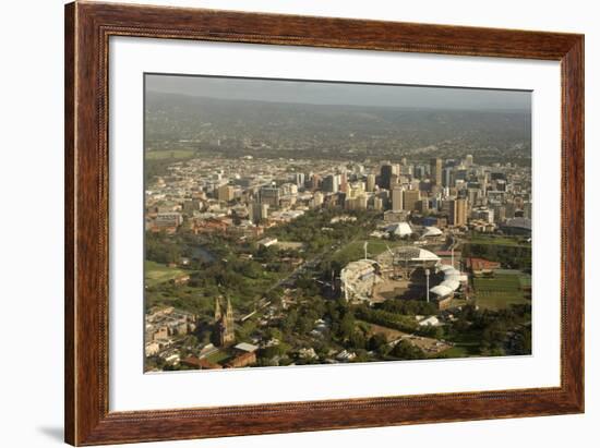 Air View of Downtown Adelaide, South Australia, Australia, Pacific-Tony Waltham-Framed Photographic Print