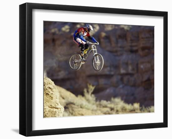 Airborne Bicyclist-null-Framed Photographic Print