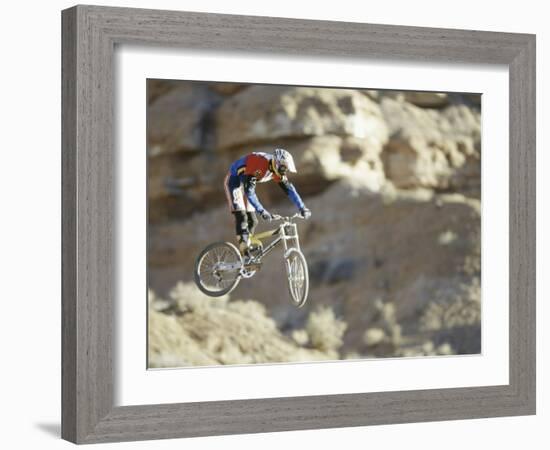 Airborne Bicyclist-null-Framed Photographic Print