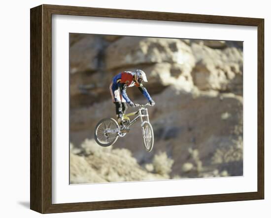 Airborne Bicyclist-null-Framed Photographic Print