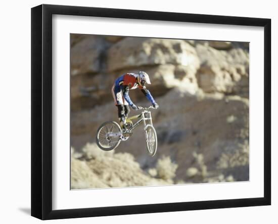 Airborne Bicyclist-null-Framed Photographic Print