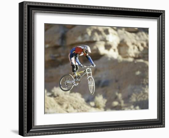 Airborne Bicyclist-null-Framed Photographic Print