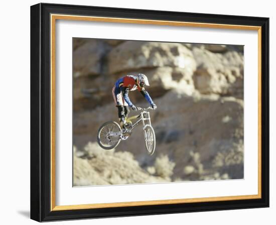 Airborne Bicyclist-null-Framed Photographic Print