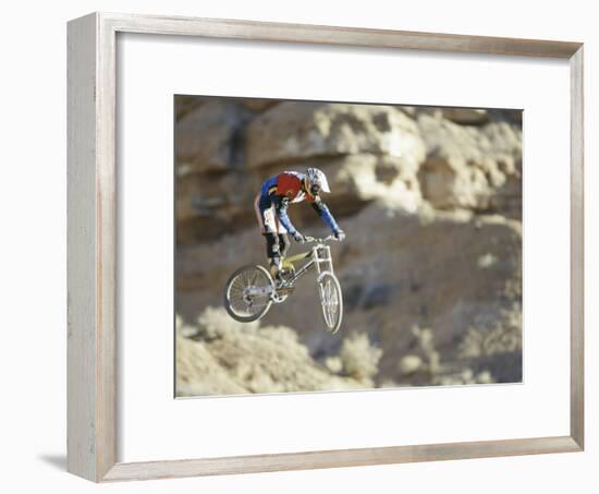 Airborne Bicyclist-null-Framed Photographic Print