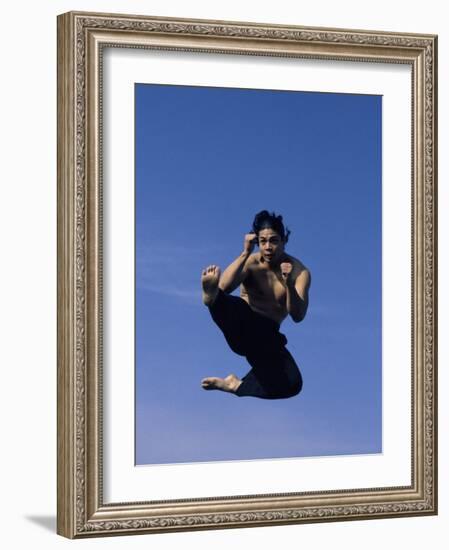 Airborne Martial Artist-null-Framed Photographic Print