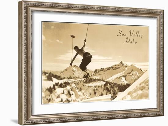 Airborne Skier, Sun Valley, Idaho-null-Framed Art Print