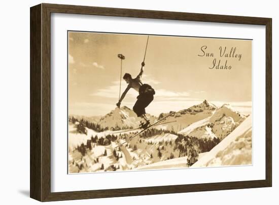 Airborne Skier, Sun Valley, Idaho-null-Framed Art Print