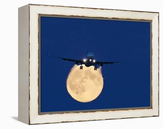 Airbus 330 Passing In Front of the Moon-David Nunuk-Framed Premier Image Canvas