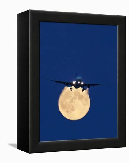 Airbus 330 Passing In Front of the Moon-David Nunuk-Framed Premier Image Canvas