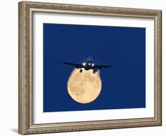 Airbus 330 Passing In Front of the Moon-David Nunuk-Framed Photographic Print