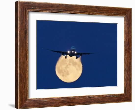 Airbus 330 Passing In Front of the Moon-David Nunuk-Framed Photographic Print