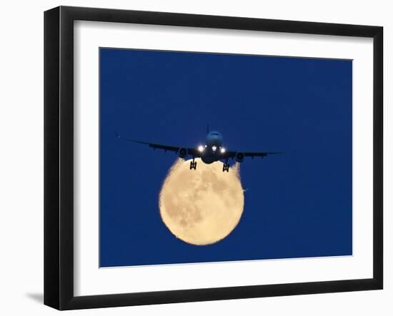 Airbus 330 Passing In Front of the Moon-David Nunuk-Framed Photographic Print