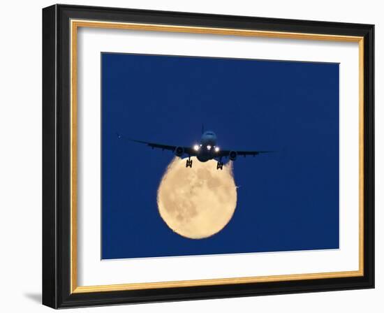 Airbus 330 Passing In Front of the Moon-David Nunuk-Framed Photographic Print