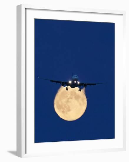 Airbus 330 Passing In Front of the Moon-David Nunuk-Framed Photographic Print