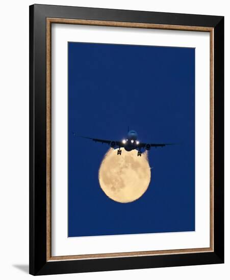 Airbus 330 Passing In Front of the Moon-David Nunuk-Framed Photographic Print