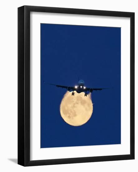 Airbus 330 Passing In Front of the Moon-David Nunuk-Framed Photographic Print