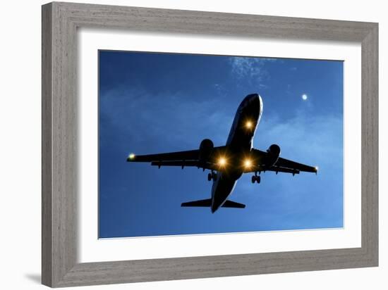 Airbus A320 Airliner Landing At Night-Detlev Van Ravenswaay-Framed Photographic Print