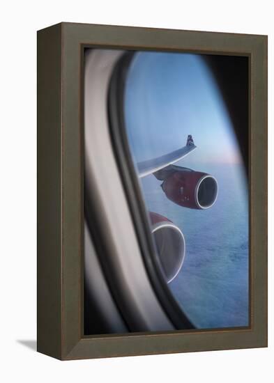 Airbus A340 Aircraft, View Out of the Window with Engine and Wing-Jon Arnold-Framed Premier Image Canvas
