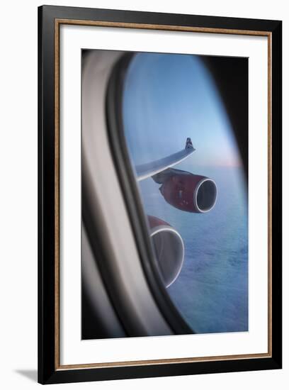 Airbus A340 Aircraft, View Out of the Window with Engine and Wing-Jon Arnold-Framed Photographic Print