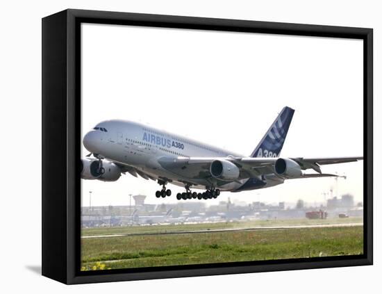 Airbus A380, the World's Largest Passenger Plane, Takes Off Successfully on its Maiden Flight-null-Framed Premier Image Canvas