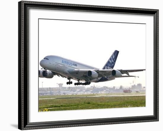 Airbus A380, the World's Largest Passenger Plane, Takes Off Successfully on its Maiden Flight-null-Framed Photographic Print