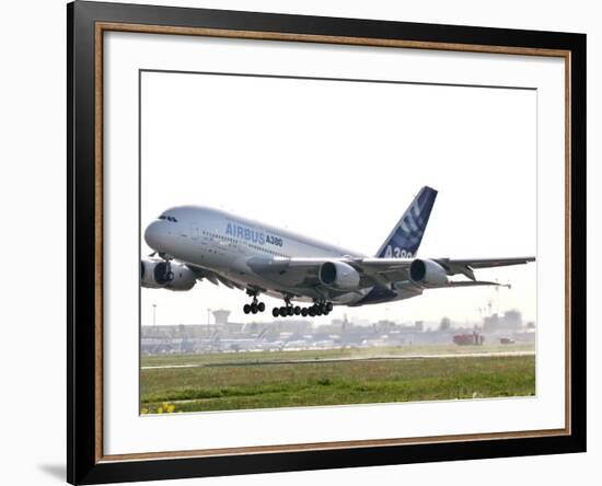 Airbus A380, the World's Largest Passenger Plane, Takes Off Successfully on its Maiden Flight-null-Framed Photographic Print